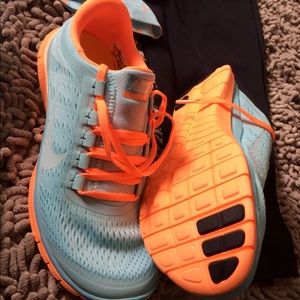 Nike Orange and Turquoise Nike Free 3.0 Womens Running Shoes size US 9.5